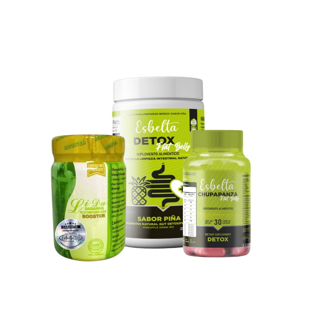 3 Pack - Flat Belly Detox, Caps + Lida Booster
